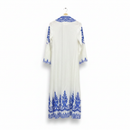SHEIN Women's White and Blue Patterned Maxi Kimono Robe