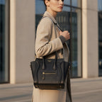 CÉLINE PARIS Black Smooth Leather Structured Nano Tote