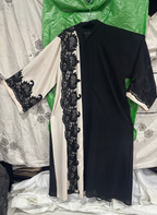 Black and Cream Lace Panel Long Tunic Kameez