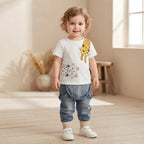 SHEIN White Short-Sleeve T-Shirt with Asymmetric Cat Graphic