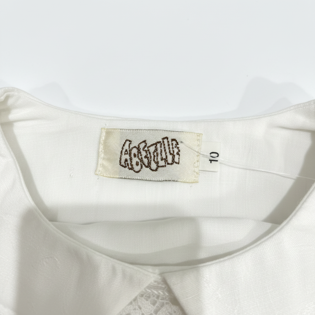 ABEILLE Kids White Embroidered Tulle Party Dress with Bows