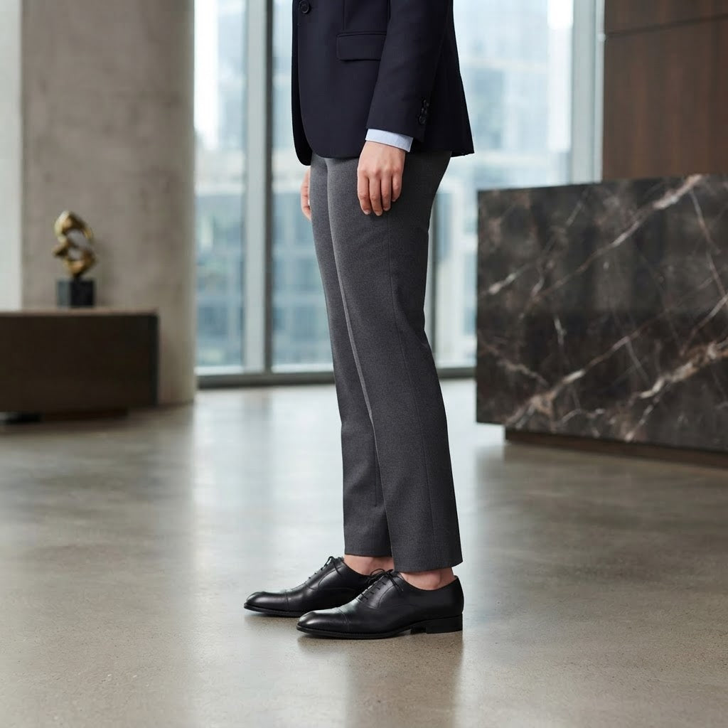 Men's Black Leather Cap-Toe Oxford Dress Shoes