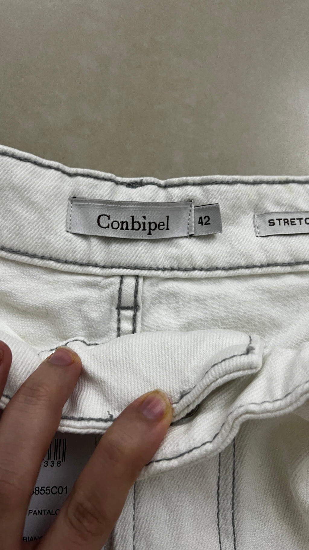 Conbipel Conbipel White Wide-Leg Stretch Denim Trousers - Si