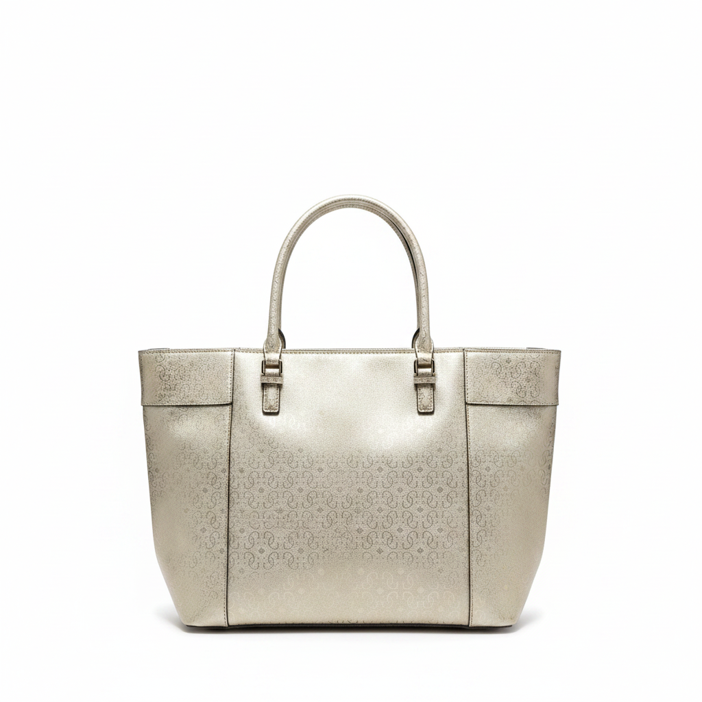 Guess Metallic Gold Monogram Tote Bag