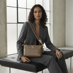 COACH Brown Monogram Coated Canvas Crossbody Bag