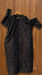 Luxury Jet Black Botanical Jacquard Full Length Abaya