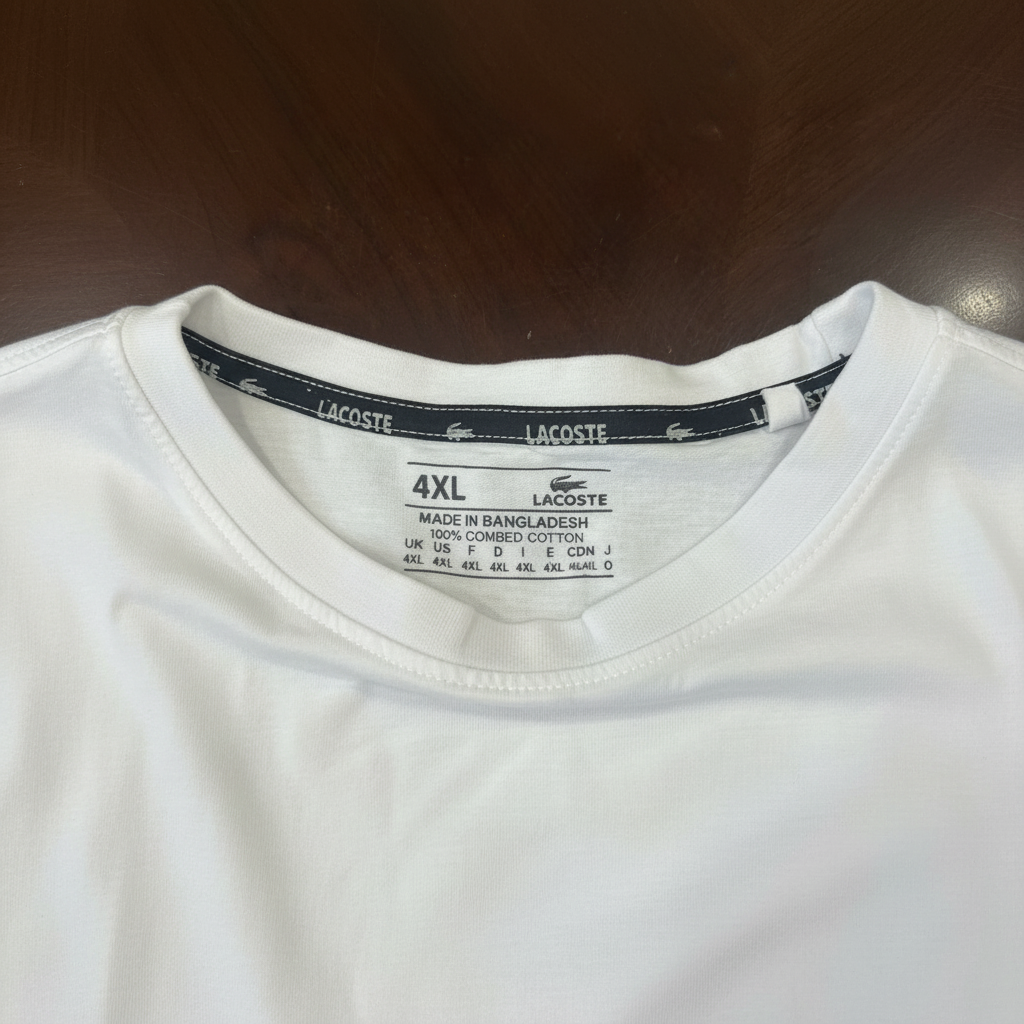 LACOSTE Women's Classic White Cotton Crew Neck T-Shirt