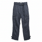 Zara Women's Charcoal Grey Belted Linen Blend Cargo Pants