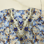 Women's Blue & Brown Tie-Dye Embellished Maxi Kaftan Dress