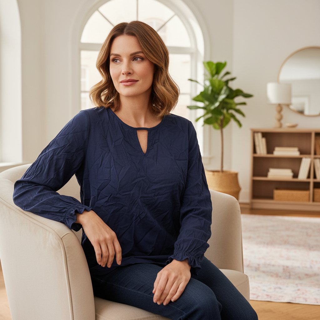 Esmara Women's Navy Blue Long Sleeve Blouse