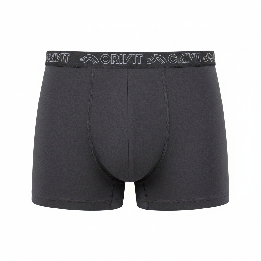 CRIVIT Men's Seamless Cotton Boxer Trunks - Charcoal