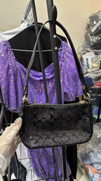 COACH NEW YORK Black Embossed Patent Leather Shoulder Bag