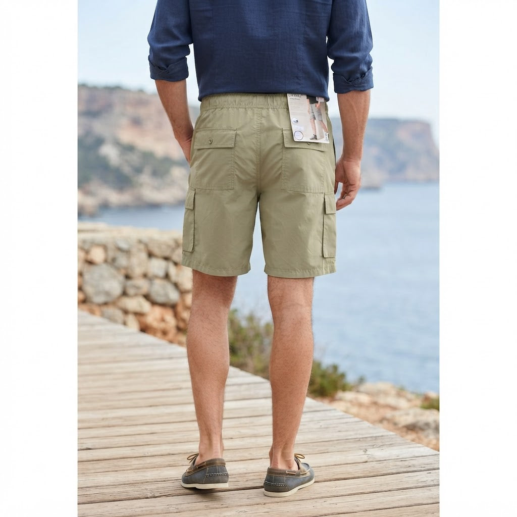 LIVERGY Men's Beige Utility Cargo Shorts with Drawstring