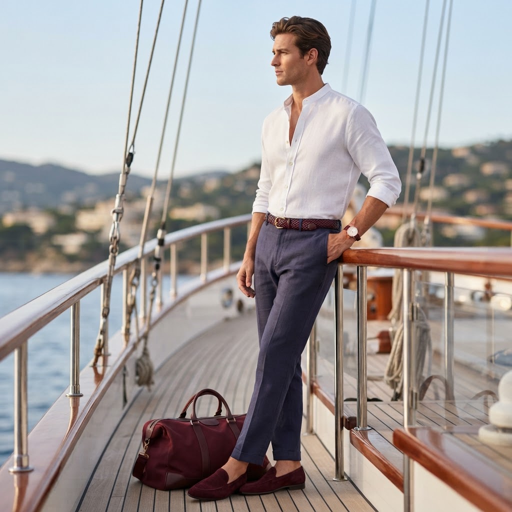 Women's Navy navy Linen Blend Straight Leg Trousers
