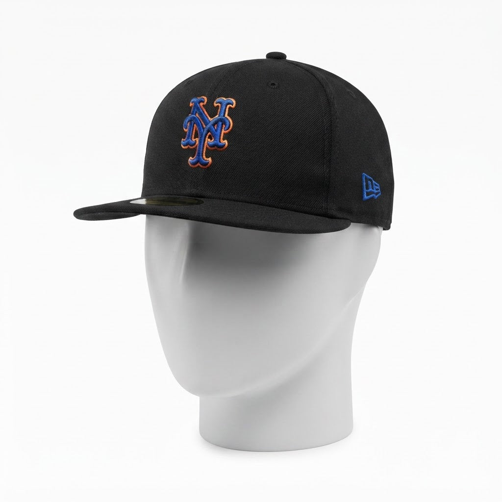 New Era Black NY Mets MLB Flat Brim Baseball Cap