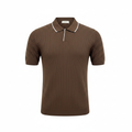LOOK MAN Brown Ribbed Knit Polo Shirt
