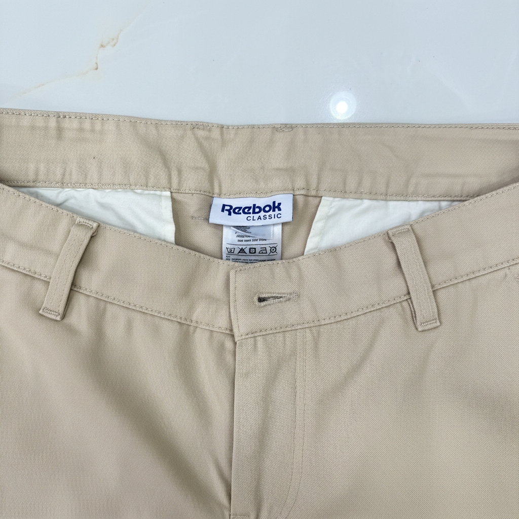 Reebok CLASSIC Men's Slim-Straight Beige Chino Trousers