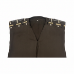Women's Black Beaded Crepe Long Open Abaya Cardigan