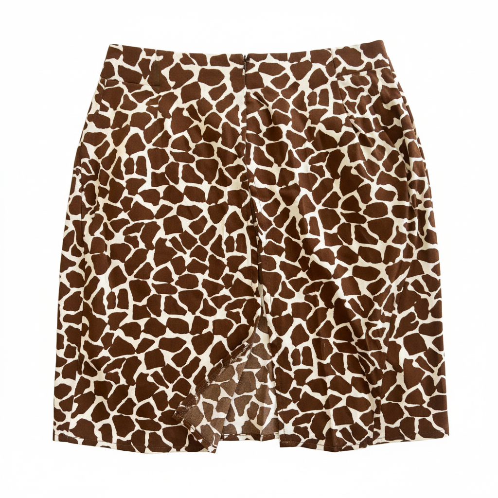 SHEIN Women's Brown Animal Print A-Line Midi Skirt