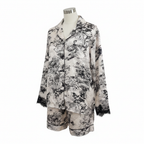 Women's Blue Floral Lace Trim Nightwear Chemise