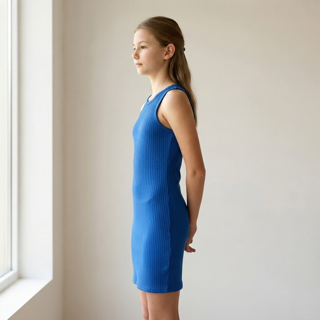 SHEIN Royal Blue Sleeveless Ribbed Knit Column Mini Dress