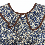 Kids Cream & Blue Floral Long Sleeve A-Line Dress