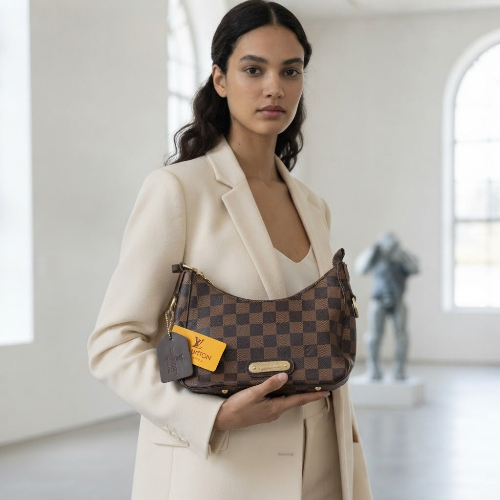 LOUIS VUITTON MADE IN FRANCE Classic Brown Checkered Pochett