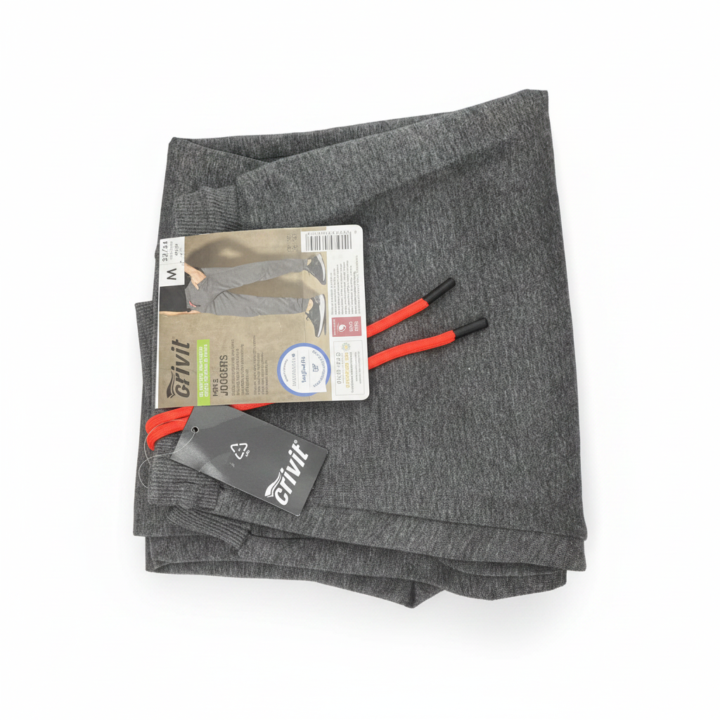Crivit Men's Grey Cotton Jogger Sweatpants
