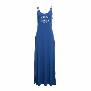 Blue Graphic Print Halter Neck Maxi Dress