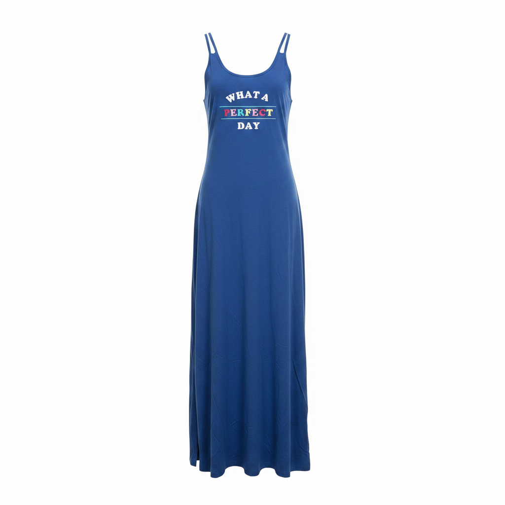 Blue Graphic Print Halter Neck Maxi Dress