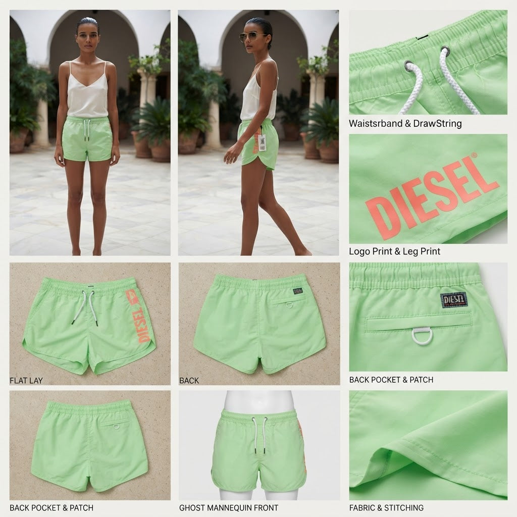 Mint Green Active Shorts with Drawstring Waist