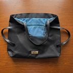 VERSACE parfums Large Black Nylon Shoulder Tote with Gold Pl