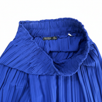 Women's Royal Blue Pleated Wide Leg Culotte Pants