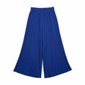Women's Royal Blue Pleated Wide Leg Culotte Pants