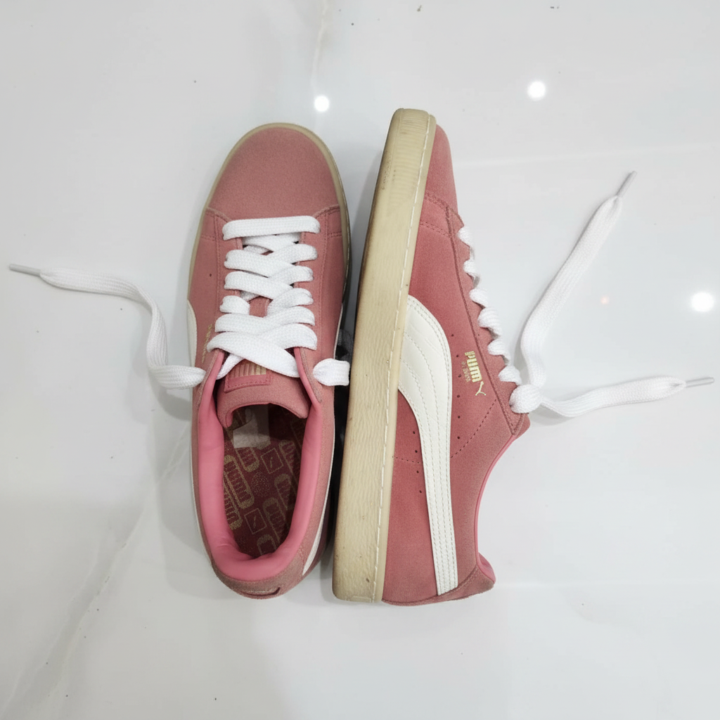 Puma Men's Pink Suede Low-Top Sneakers - Premium
