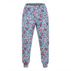 Women's Light Blue Floral Print Pajama Jogger Pants