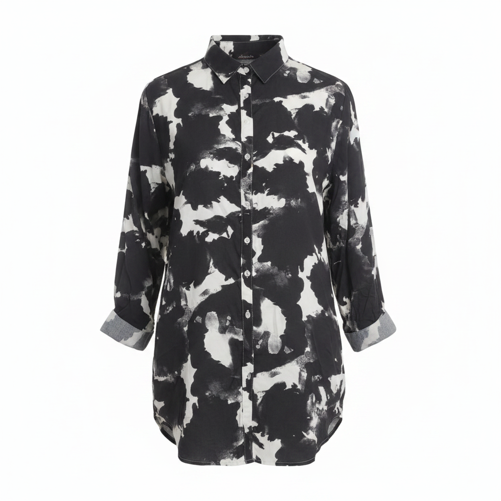 Aniston Casual Women's Black & White Abstract Tunic Shirt