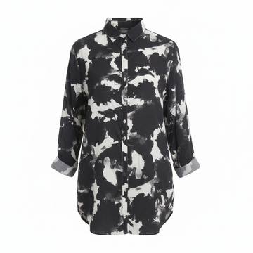 Aniston Casual Women's Black & White Abstract Tunic Shirt