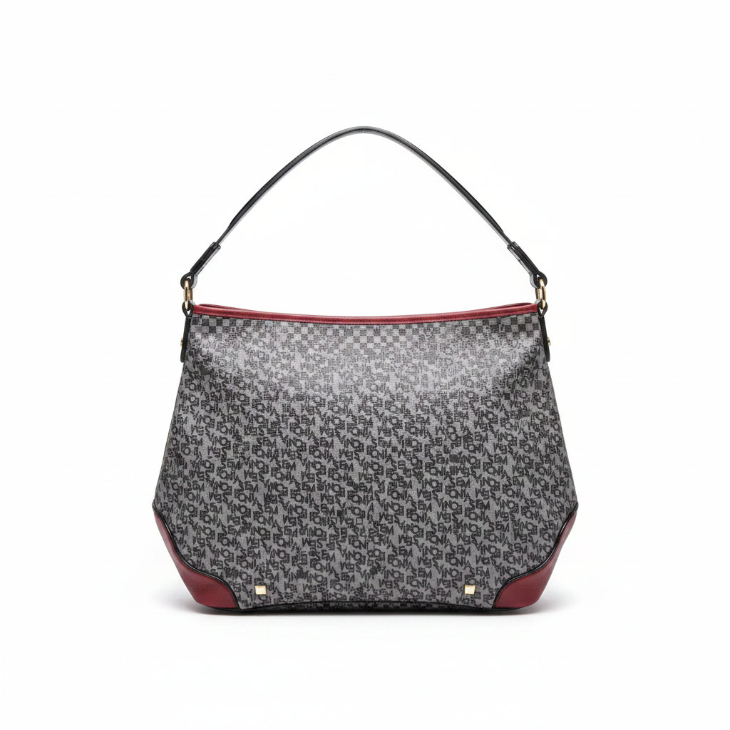 Sembonia Monogram & Checkered Hobo Bag with BS Charm