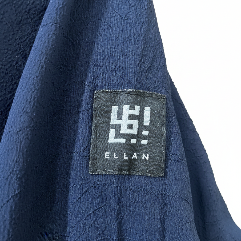 ELLAN Women's Navy Blue Shawl Collar Open-Front Abaya