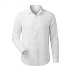 THE SHIRT FACTORY Women's White Long Sleeve Linen Button-Dow