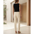 Women's Cream Cotton Cargo Trousers with Flap Pockets
