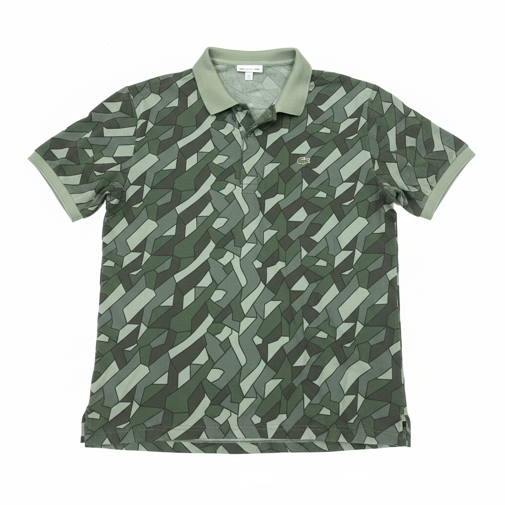 Lacoste Men's Green Geometric Slim Fit Polo Shirt