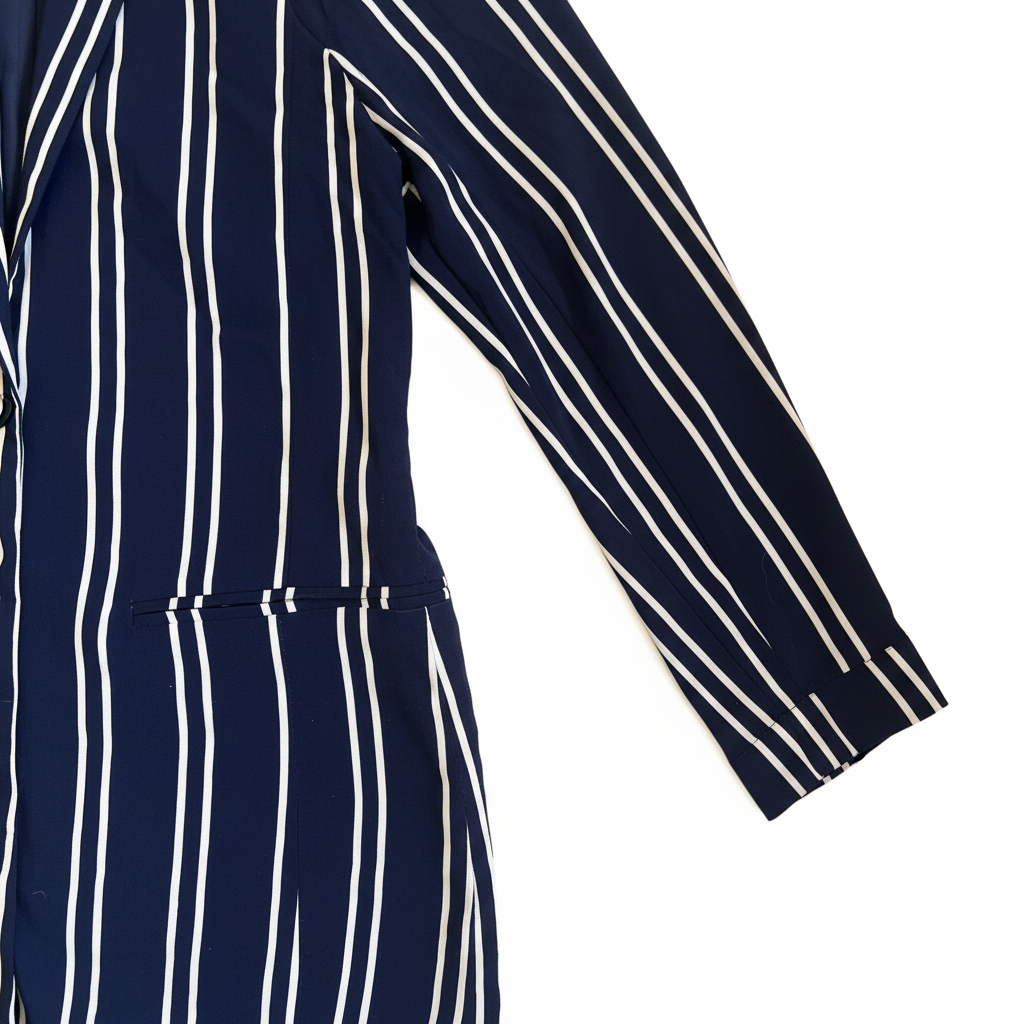 lefties Women's Navy and White Vertical Striped Tailored Bla