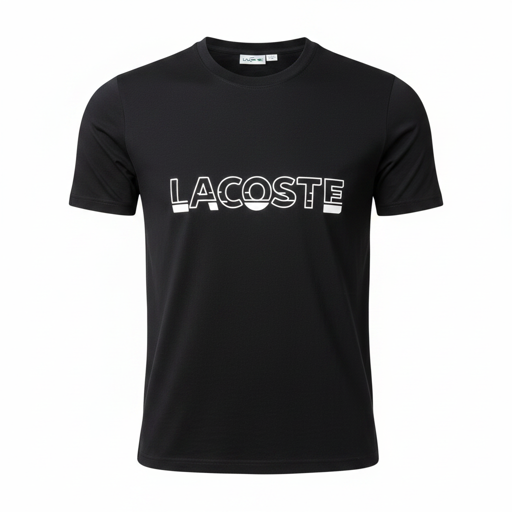 LACOSTE Women's Black Graphic Logo Crew Neck T-Shirt
