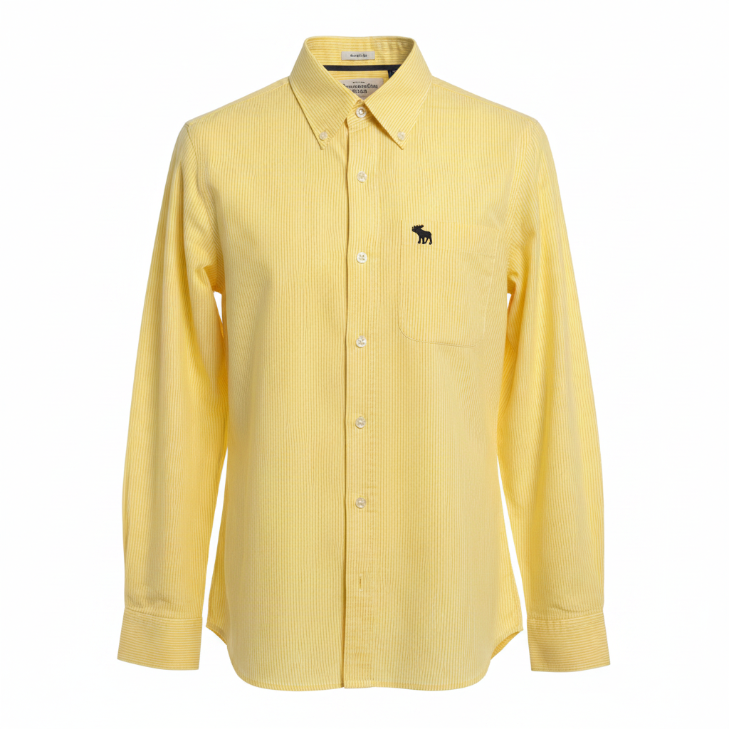 Abercrombie & Fitch Yellow Striped Muscle Fit Shirt