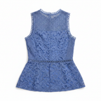 River Island Blue Guipure Lace Peplum Sleeveless Top
