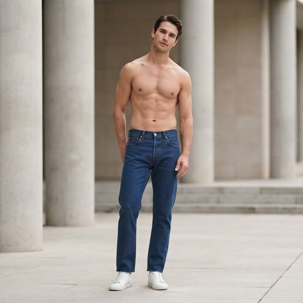 Levi's Deep Indigo Blue Levi's 501 Straight Leg Button Fly J