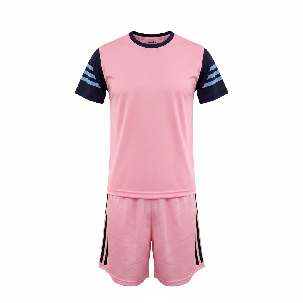 Kids' Pink and Navy Blue Sports T-Shirt and Shorts Set