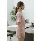 SHEIN Dusty Rose Boxy Crop Top and Ruched Shorts Co-ord Set